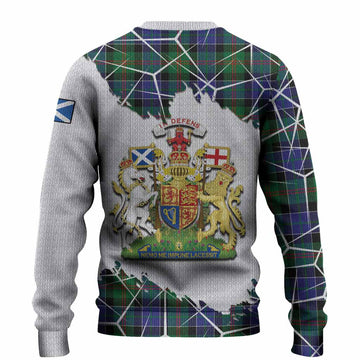 Paterson Tartan Knitted Sweater with Family Crest and Lion Rampant Grunge Style