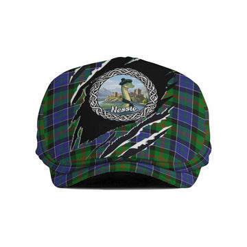 Paterson Tartan Loch Ness Monster Flat Cap, Jeff Cap Celtic Knot Nessie Art