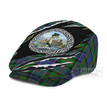 Paterson Tartan Loch Ness Monster Flat Cap, Jeff Cap Celtic Knot Nessie Art