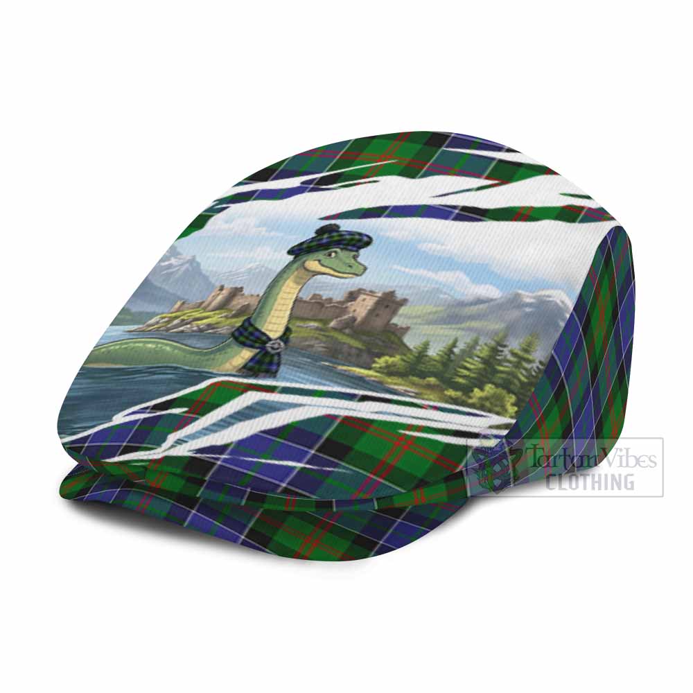 Paterson Tartan Loch Ness Monster Scottish Heritage Art Flat Cap, Jeff Cap