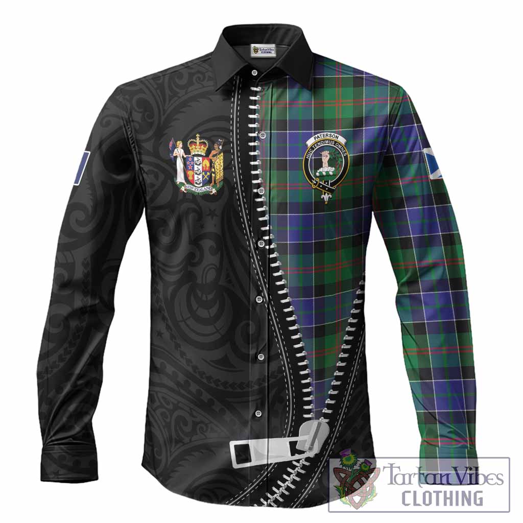 Paterson Tartan Long Sleeve Button Shirts New Zealand Pattern Unique Zipper Stylized