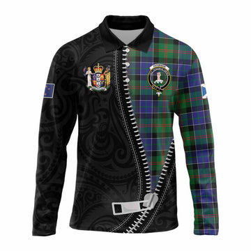 Paterson Tartan Long Sleeve Polo Shirt New Zealand Pattern Unique Zipper Stylized