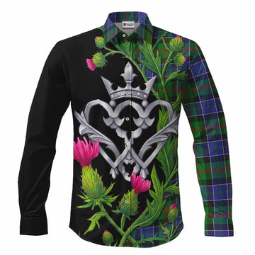 Paterson Tartan Luckenbooth Long Sleeve Button Shirts Silver Heart Crown Thistle Floral