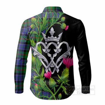 Paterson Tartan Luckenbooth Long Sleeve Button Shirts Silver Heart Crown Thistle Floral