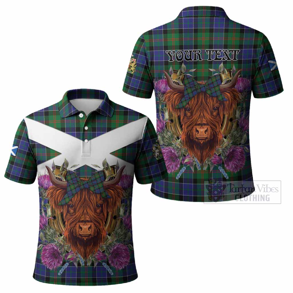 Paterson Tartan Polo Shirt Scottish Thistle Heilan Coo