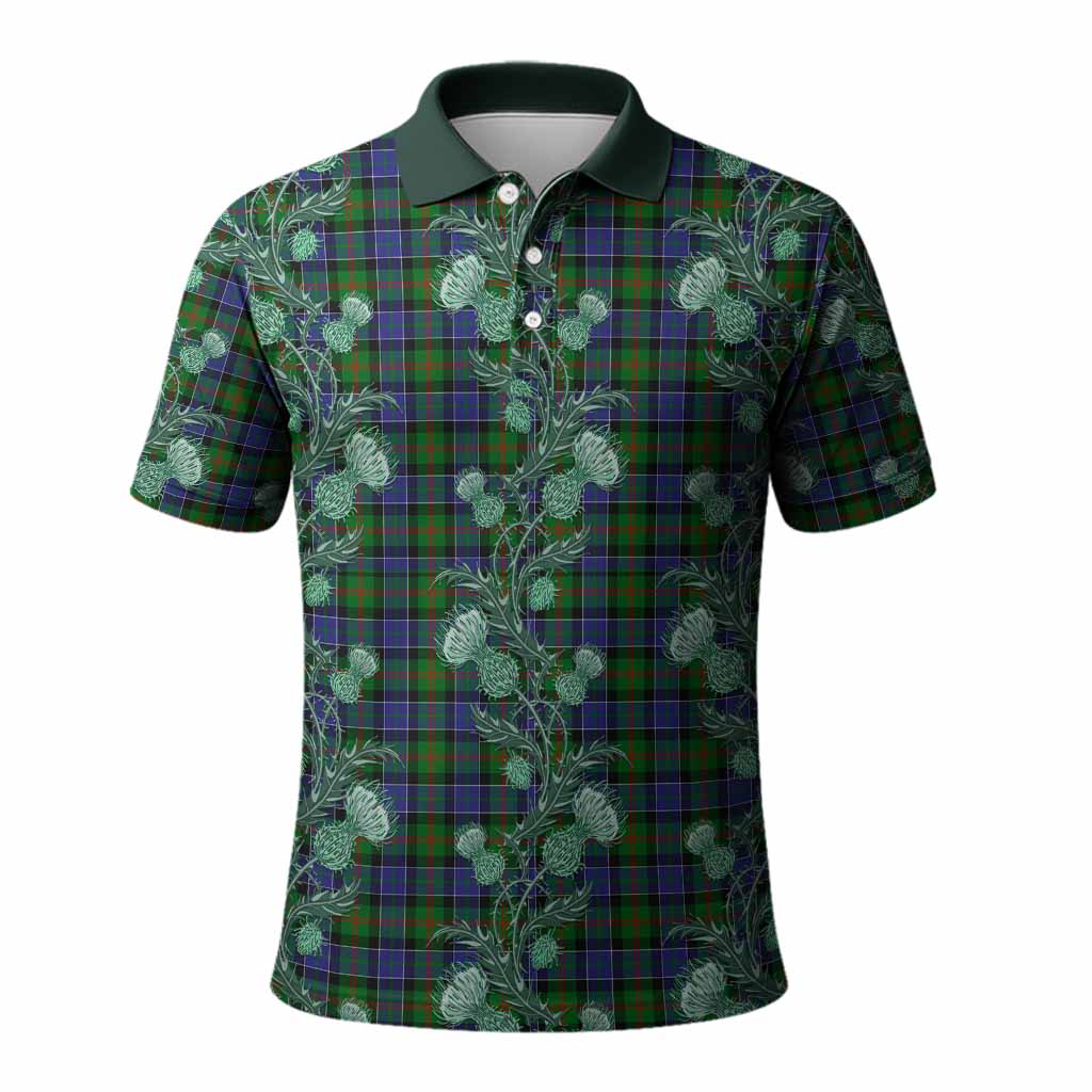 Paterson Tartan Polo Shirt Seamless Scottish Thistle Flowers