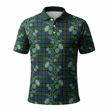 Paterson Tartan Polo Shirt Seamless Scottish Thistle Flowers