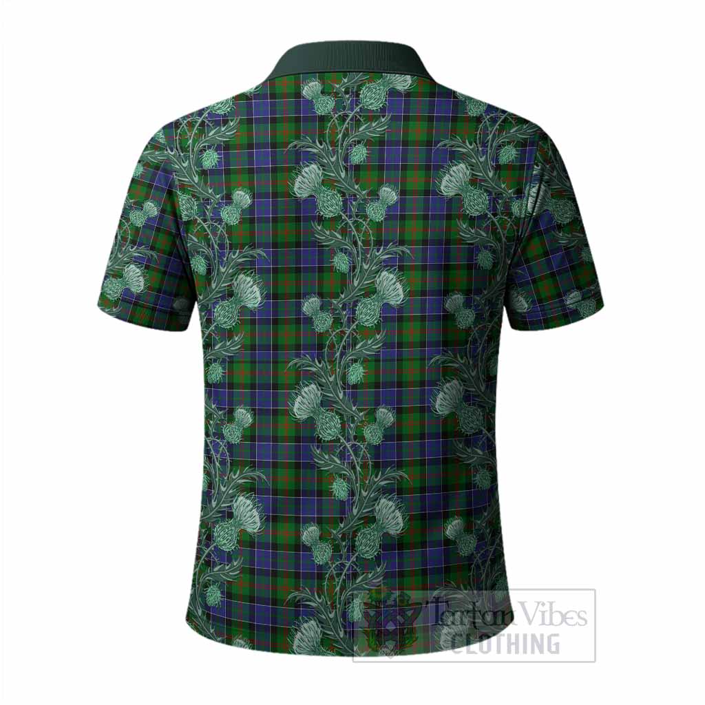 Paterson Tartan Polo Shirt Seamless Scottish Thistle Flowers