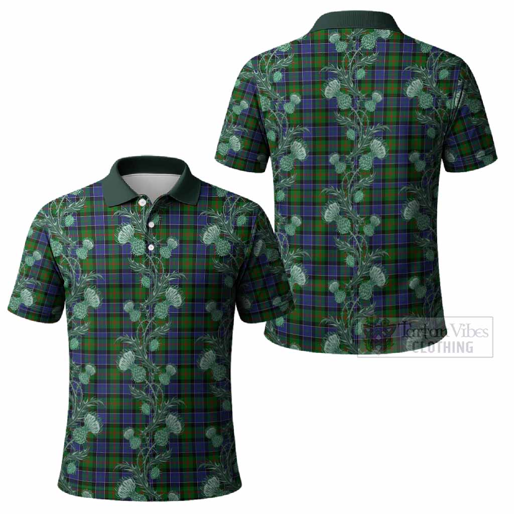 Paterson Tartan Polo Shirt Seamless Scottish Thistle Flowers