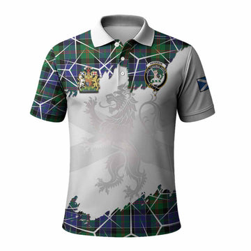 Paterson Tartan Polo Shirt with Family Crest and Lion Rampant Grunge Style