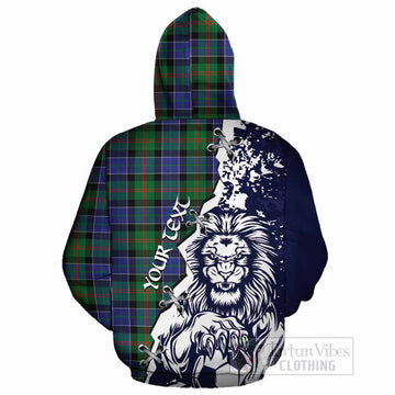 Paterson Tartan Scottish Cotton Hoodie Angry Lion With Soccer Ball Style