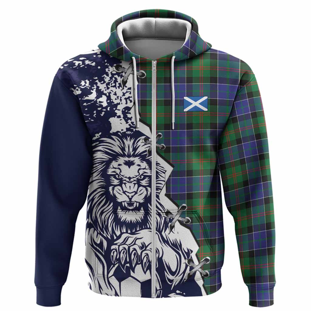 Paterson Tartan Scottish Hoodie Angry Lion With Soccer Ball Style
