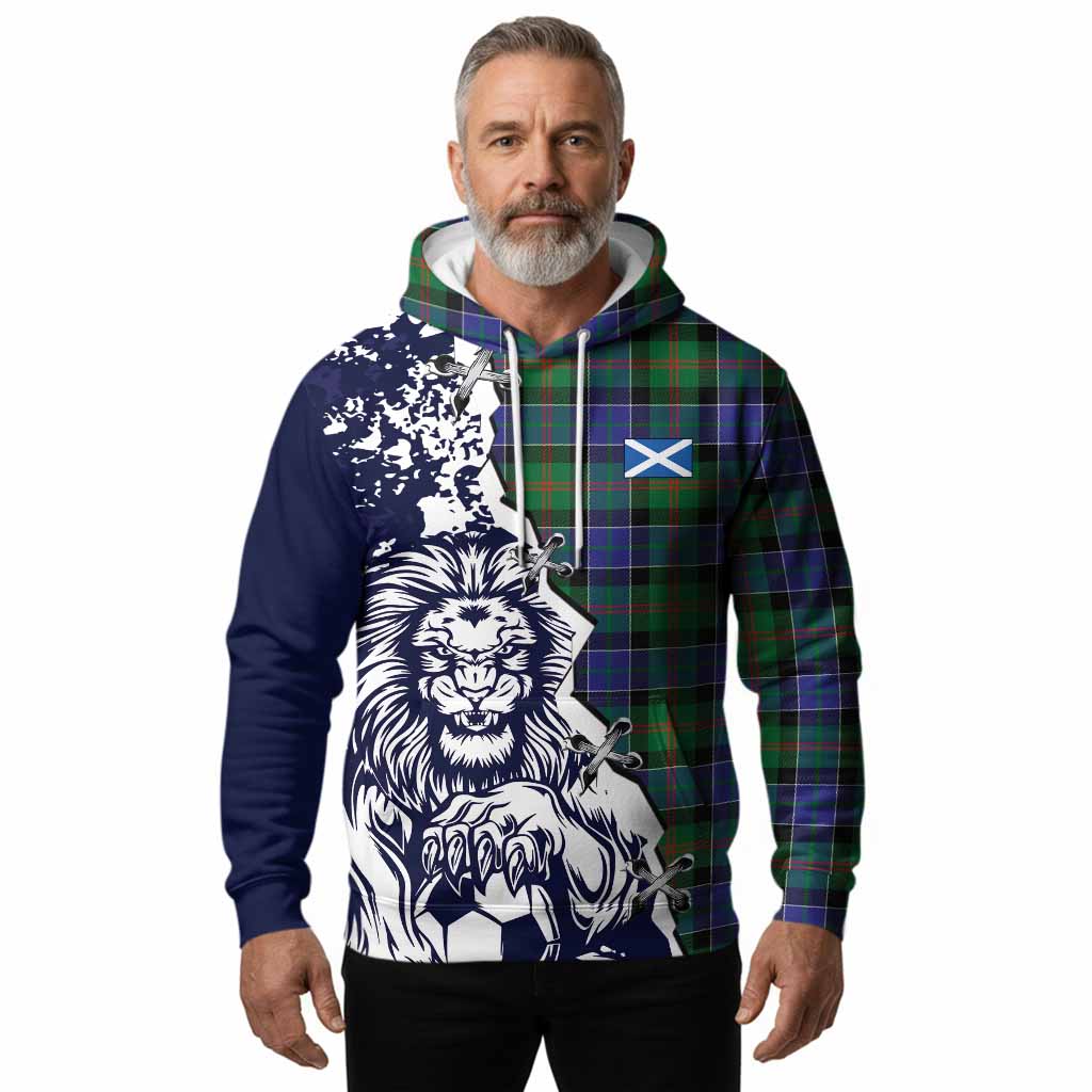 Paterson Tartan Scottish Hoodie Angry Lion With Soccer Ball Style