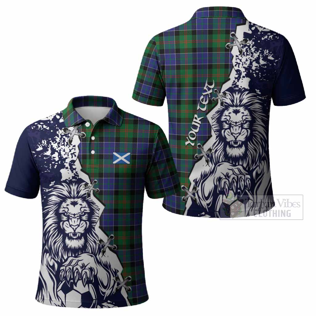 Paterson Tartan Scottish Polo Shirt Angry Lion With Soccer Ball Style