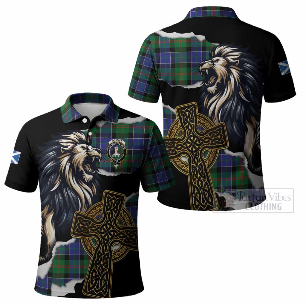 Paterson Tartan Scottish Polo Shirt Lion Celtic Heritage
