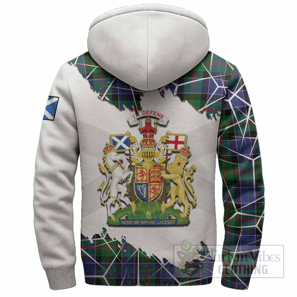 Paterson Tartan Sherpa Hoodie with Family Crest and Lion Rampant Grunge Style