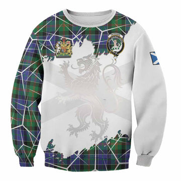 Paterson Tartan Sweatshirt with Family Crest and Lion Rampant Grunge Style