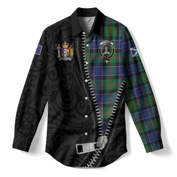 Paterson Tartan Women Casual Shirt New Zealand Pattern Unique Zipper Stylized
