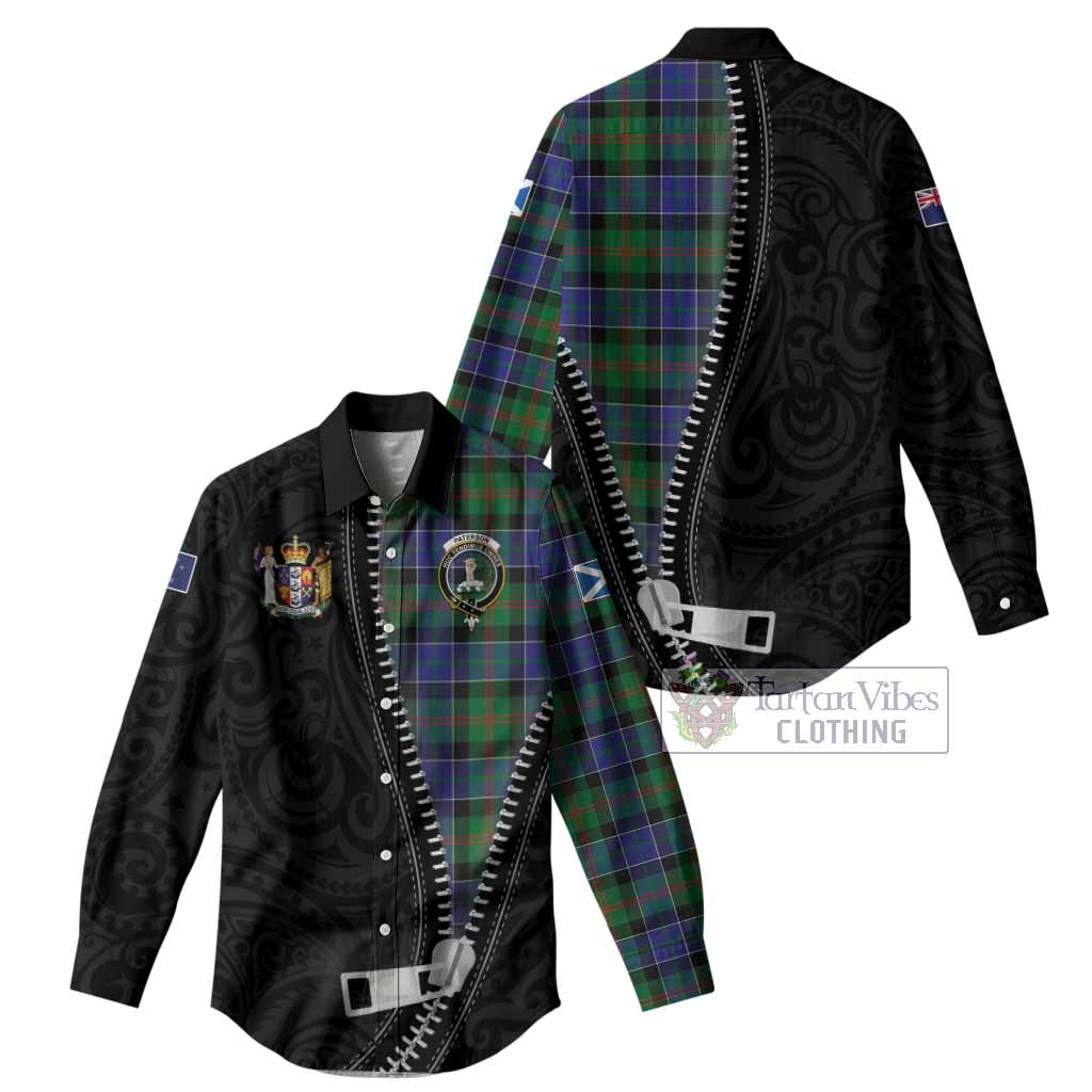 Paterson Tartan Women Casual Shirt New Zealand Pattern Unique Zipper Stylized