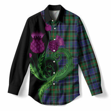 Paterson Tartan Women Casual Shirt Traditional Scottish Thistle