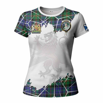 Paterson Tartan Women T shirt with Family Crest and Lion Rampant Grunge Style