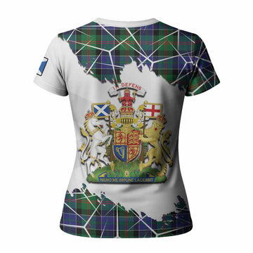 Paterson Tartan Women T shirt with Family Crest and Lion Rampant Grunge Style