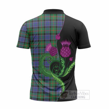 Paterson Tartan Zipper Polo Shirt Traditional Scottish Thistle