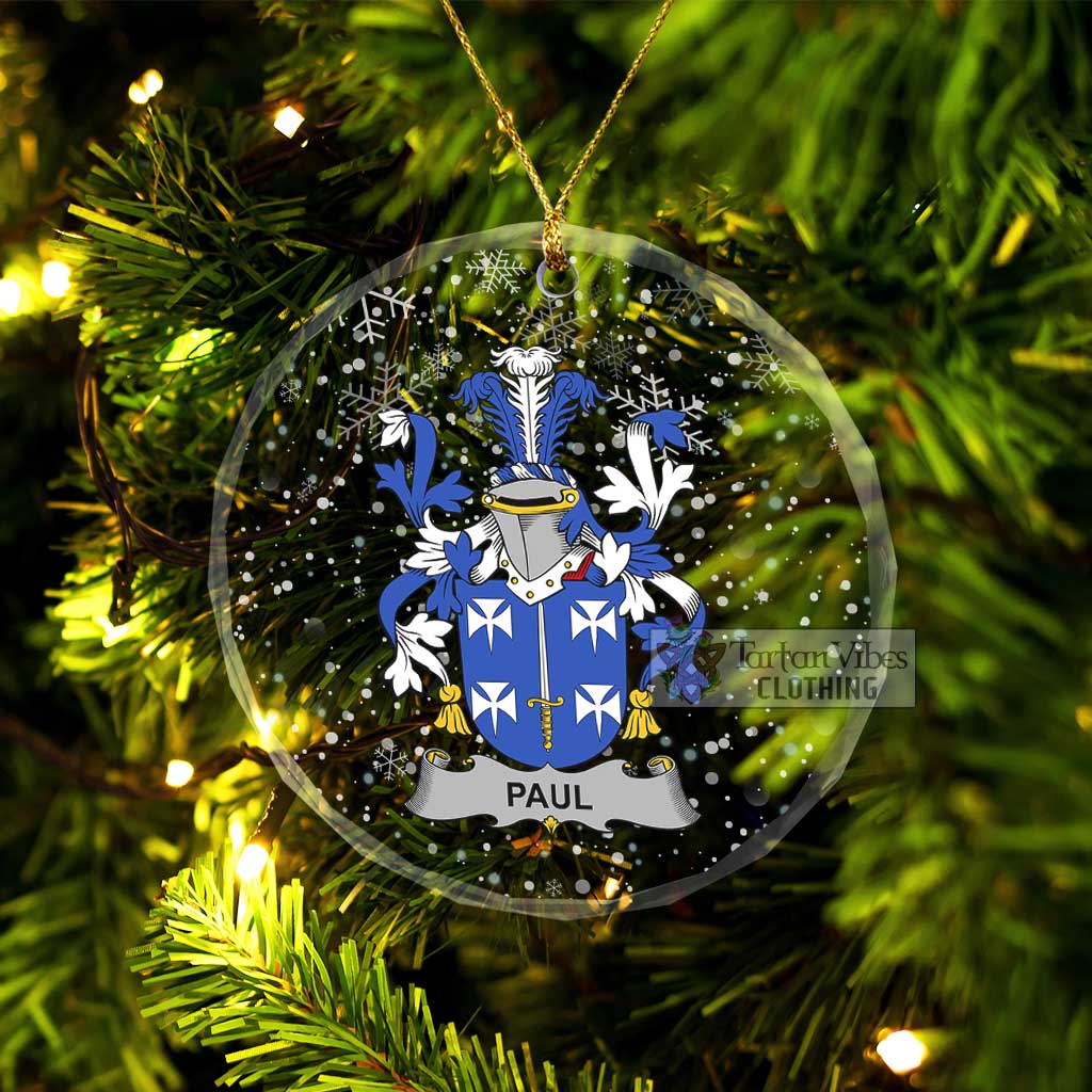 Paul Irish Clan Christmas Glass Ornament with Coat of Arms Transparent Glass Circle - 2D-tartanvibesclothing