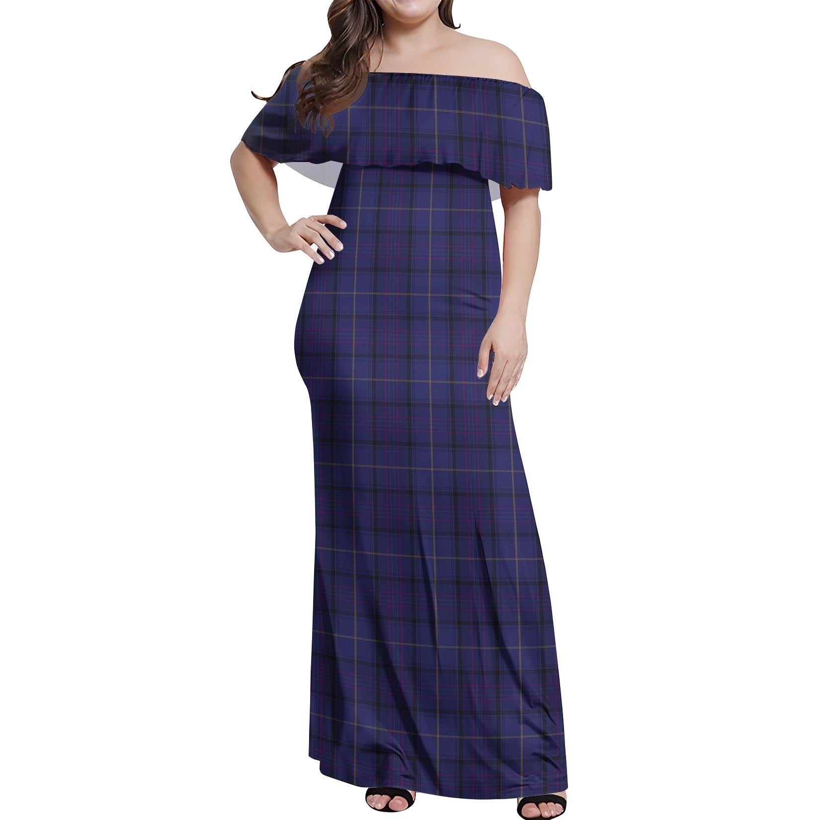 Payne Tartan Off Shoulder Long Dress Women's Dress - Tartan Vibes Clothing