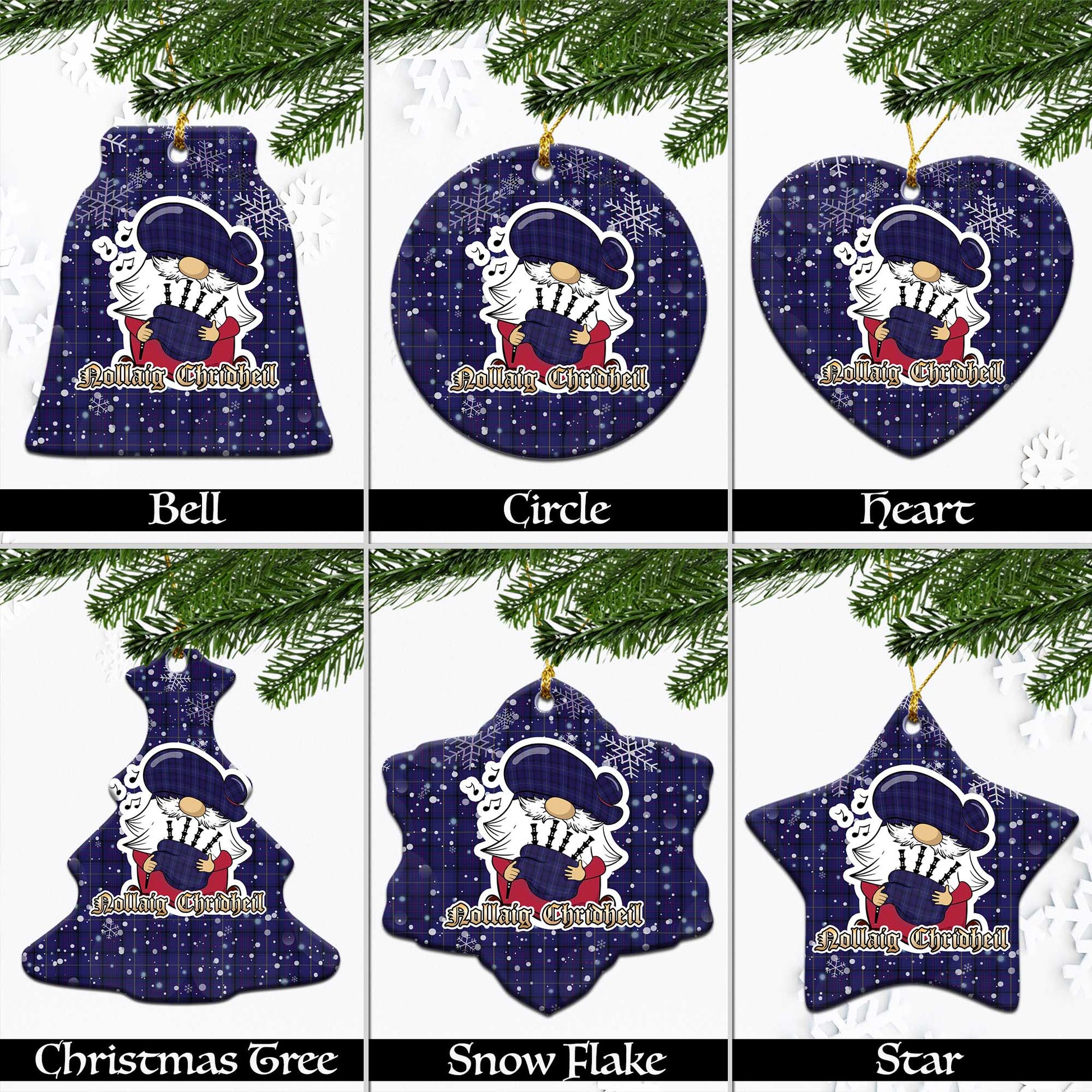 Payne Tartan Christmas Ceramic Ornaments with Scottish Gnome Playing Bagpipes Ceramic - Tartan Vibes Clothing