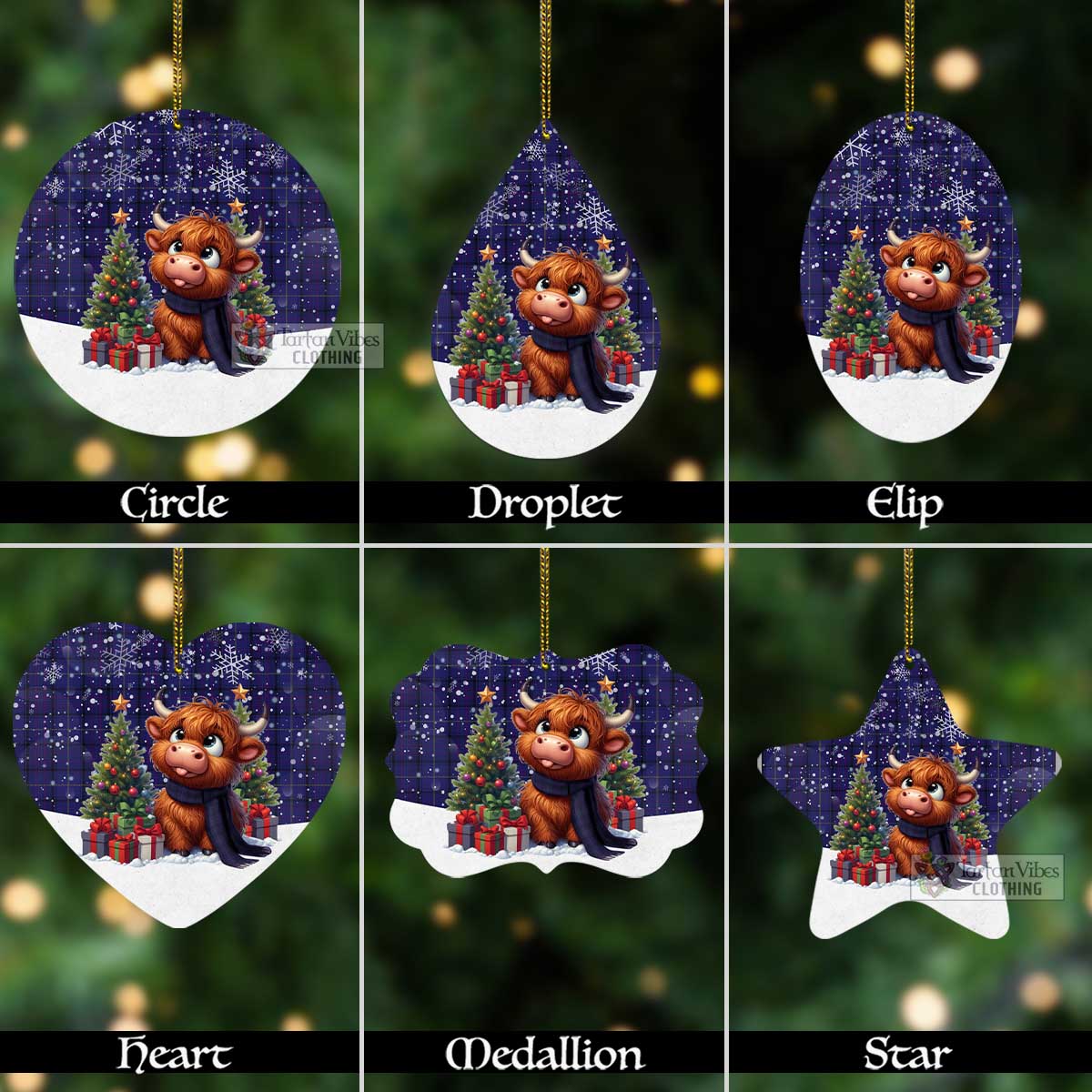 Payne Tartan Christmas Aluminium Ornament with Adorable Highland Coo Aluminium - Tartan Vibes Clothing