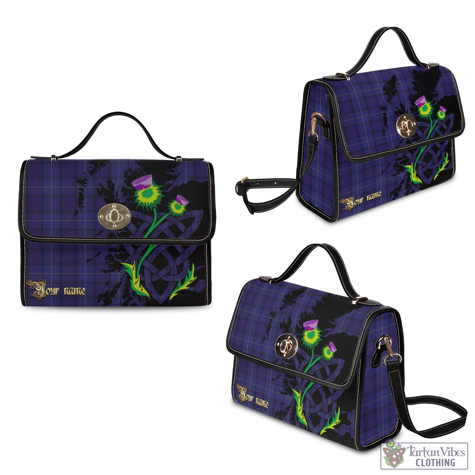 Tartan Vibes Clothing Payne Tartan Waterproof Canvas Bag with Scotland Map and Thistle Celtic Accents