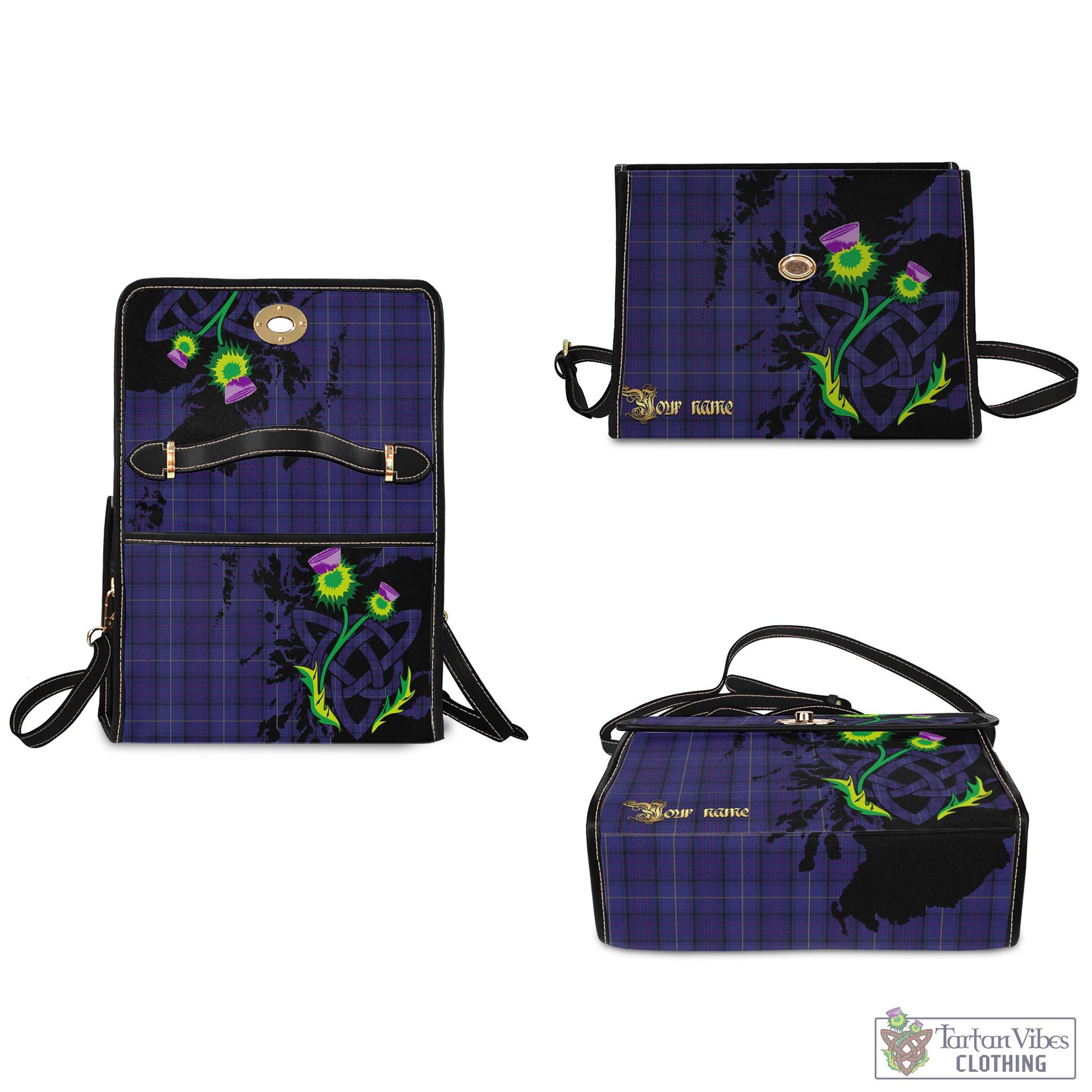 Tartan Vibes Clothing Payne Tartan Waterproof Canvas Bag with Scotland Map and Thistle Celtic Accents