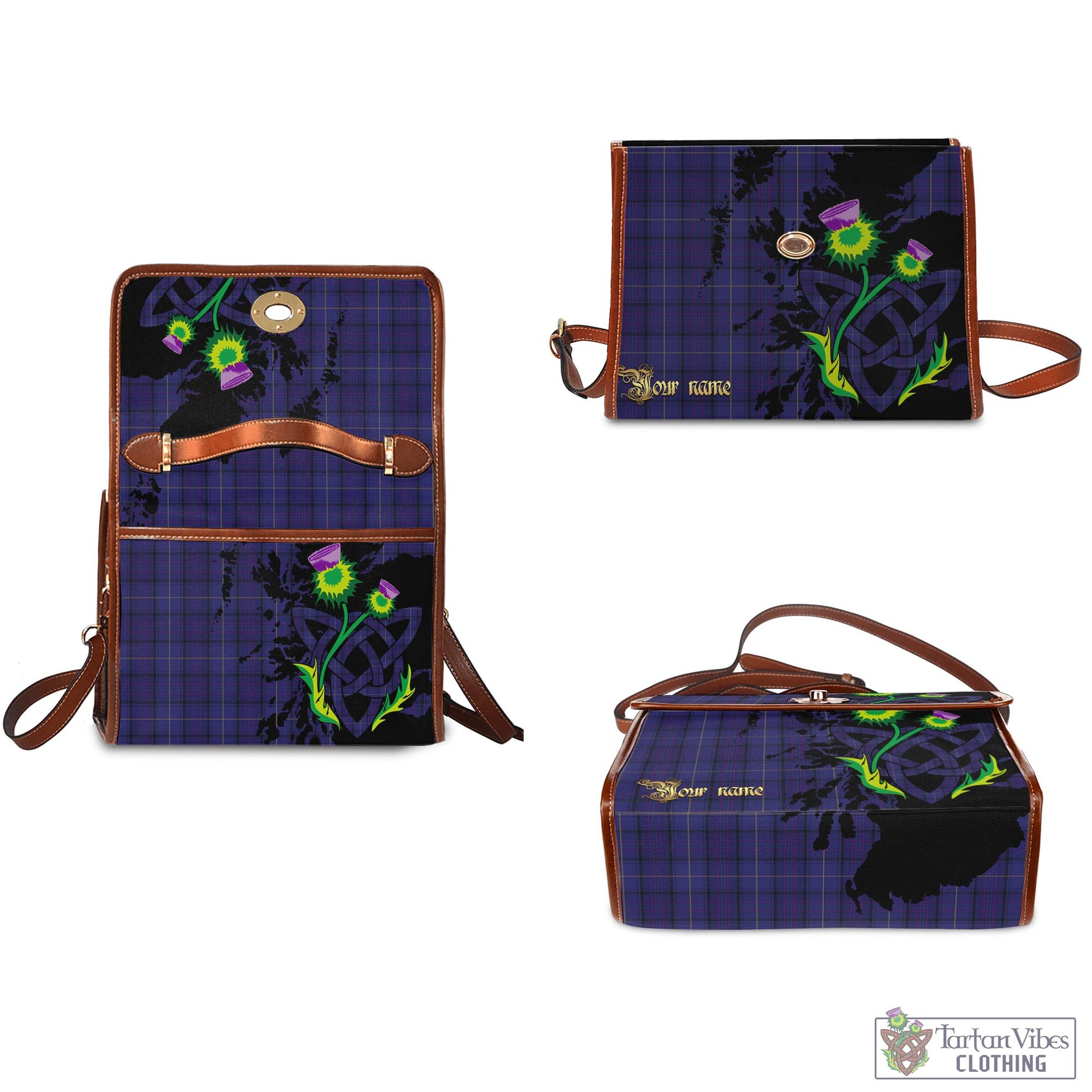 Tartan Vibes Clothing Payne Tartan Waterproof Canvas Bag with Scotland Map and Thistle Celtic Accents