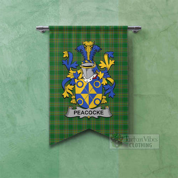 Peacocke Irish Clan Tartan Gonfalon, Tartan Banner with Coat of Arms
