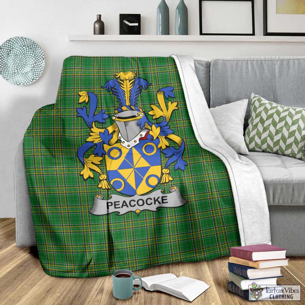 Peacocke Irish Clan Tartan Blanket with Coat of Arms - Tartan Vibes Clothing