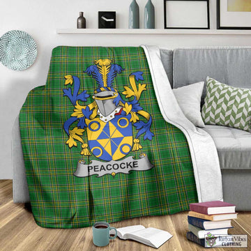 Peacocke Irish Clan Tartan Blanket with Coat of Arms - Tartan Vibes Clothing