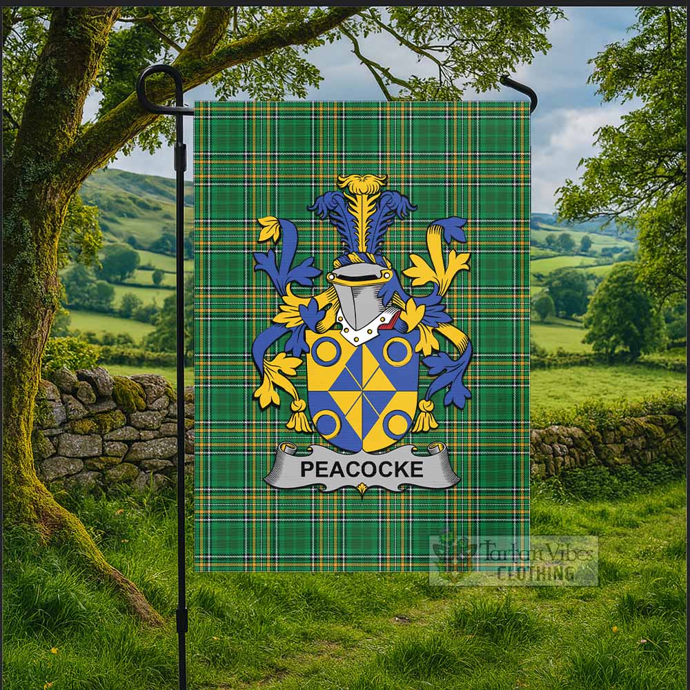 Peacocke Irish Clan Tartan Flag with Coat of Arms