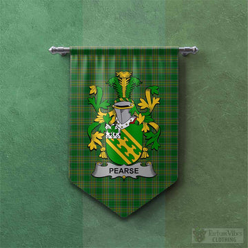 Pearse Irish Clan Tartan Gonfalon, Tartan Banner with Coat of Arms