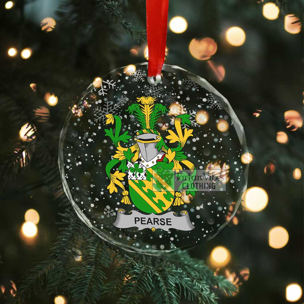 Pearse Irish Clan Christmas Glass Ornament with Coat of Arms - 2D-tartanvibesclothing