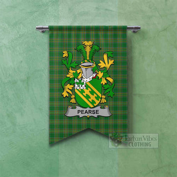 Pearse Irish Clan Tartan Gonfalon, Tartan Banner with Coat of Arms