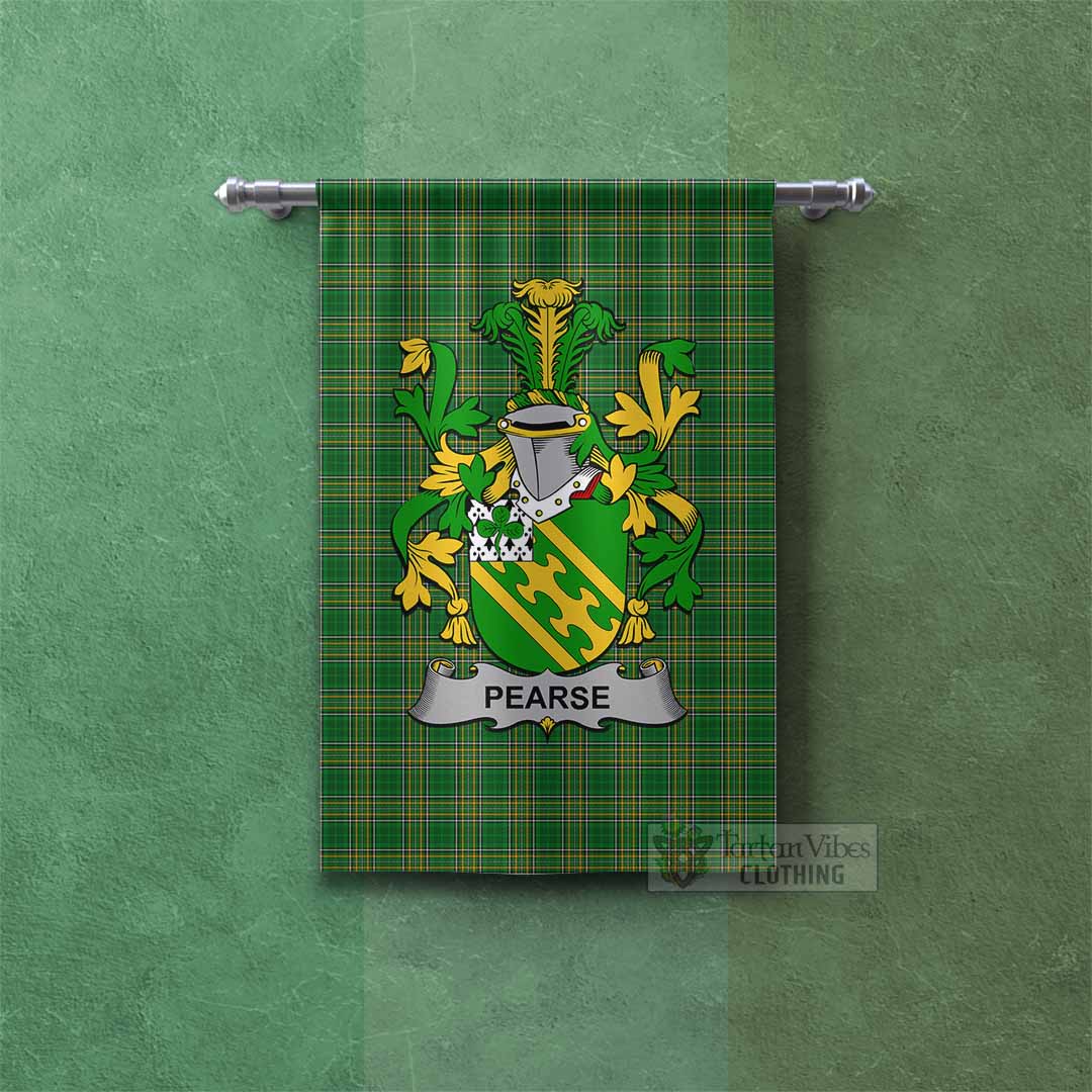 Pearse Irish Clan Tartan Gonfalon, Tartan Banner with Coat of Arms Rectangle - Tartan Vibes Clothing
