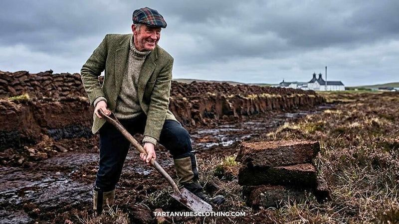 Peat cutting on Islay showing traditional fuel that gives Scotch its smoky flavor