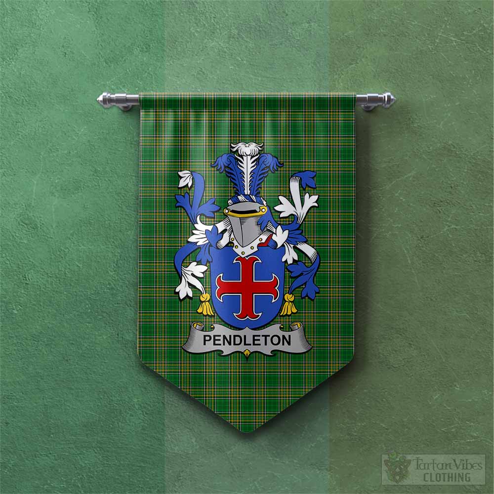 Tartan Vibes Clothing Pendleton Irish Clan Tartan Gonfalon, Tartan Banner with Coat of Arms