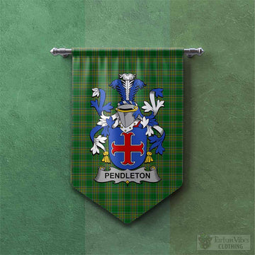Tartan Vibes Clothing Pendleton Irish Clan Tartan Gonfalon, Tartan Banner with Coat of Arms