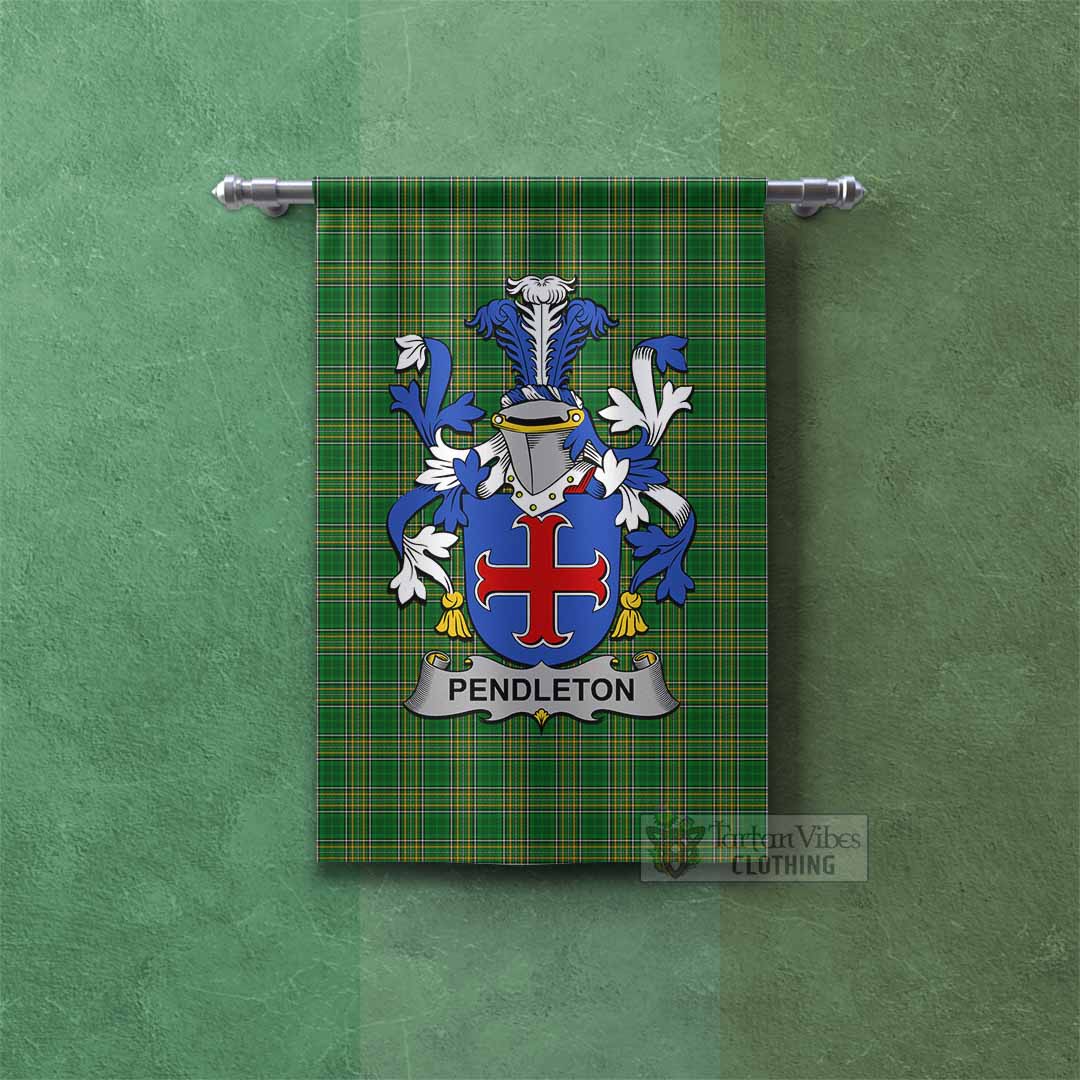 Tartan Vibes Clothing Pendleton Irish Clan Tartan Gonfalon, Tartan Banner with Coat of Arms