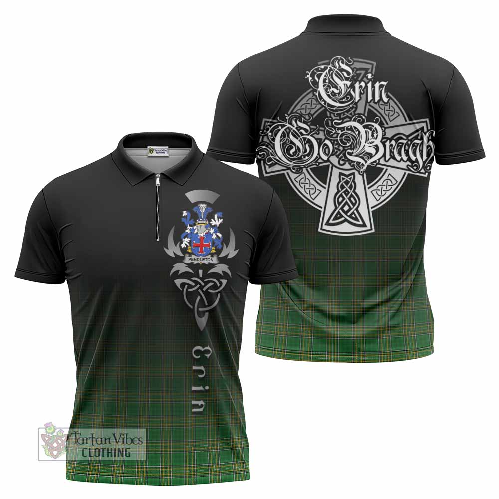 Pendleton Irish Clan Zipper Polo Shirt with Coat of Arms Erin Go Bragh Celtic Inspired - Tartan Vibes Clothing