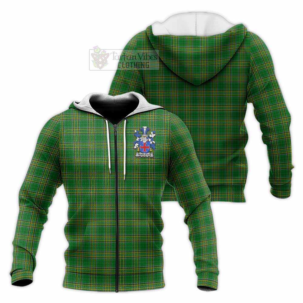 Pendleton Irish Clan Tartan Knitted Hoodie with Coat of Arms - Tartan Vibes Clothing
