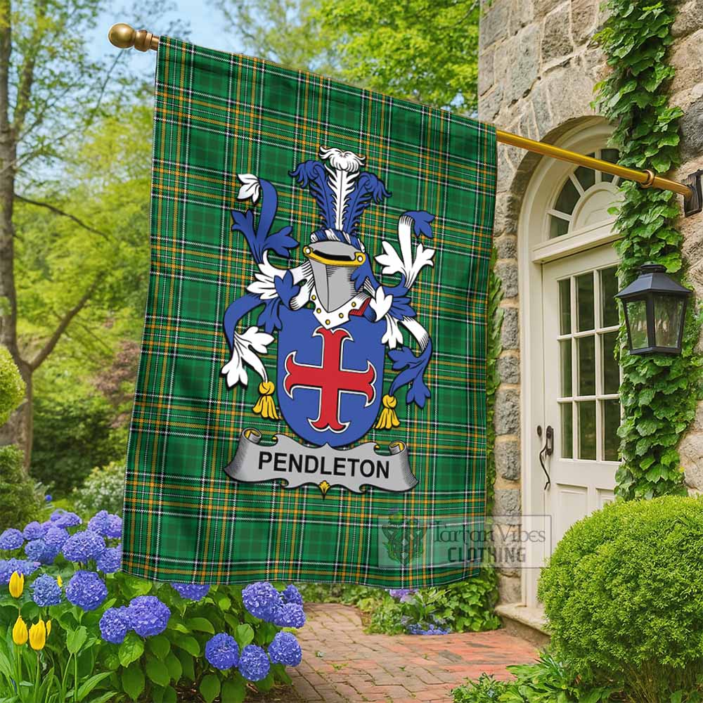 Pendleton Irish Clan Tartan Flag with Coat of Arms