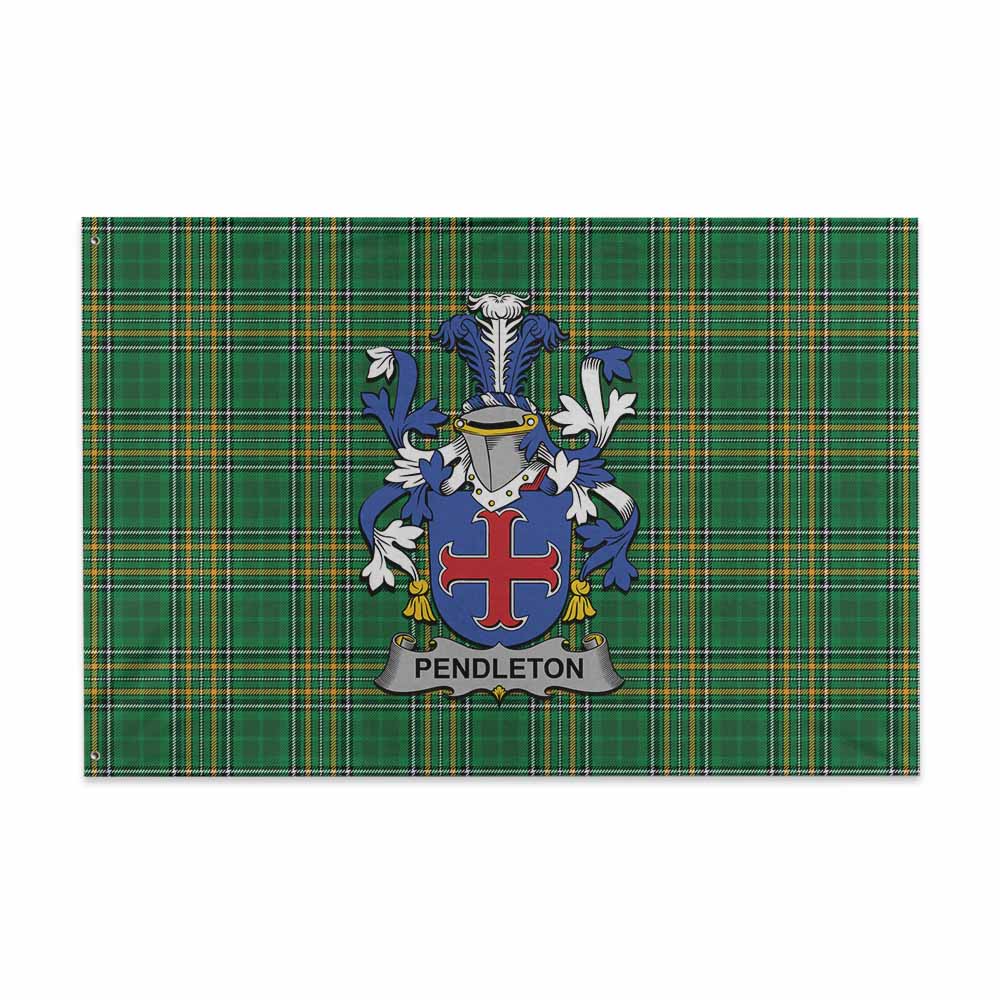 Tartan Vibes Clothing Pendleton Irish Clan Tartan House Flag with Coat of Arms